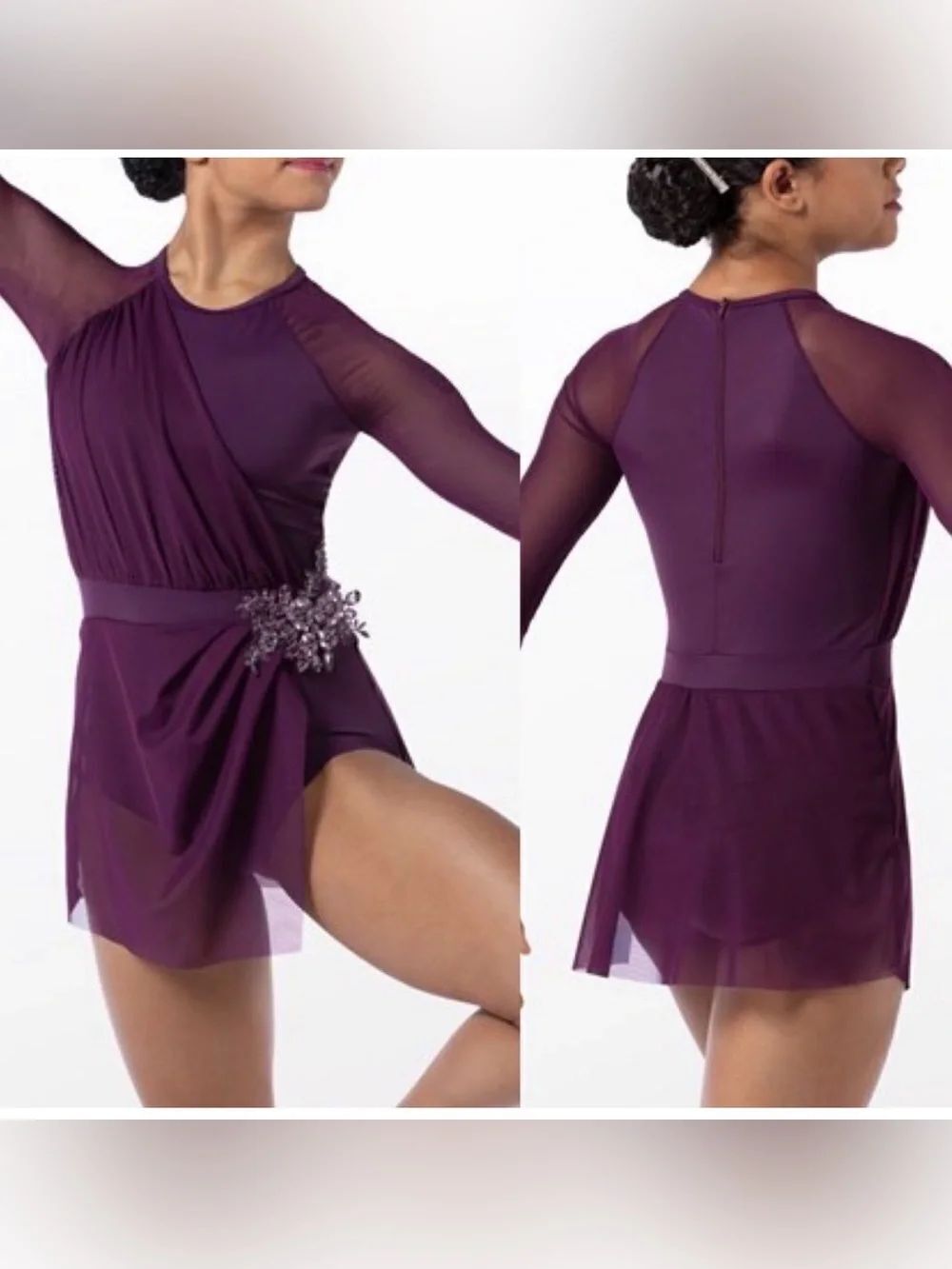 Weissman dance costume long sleeve mesh purple lyrical Alone 13520 child MC